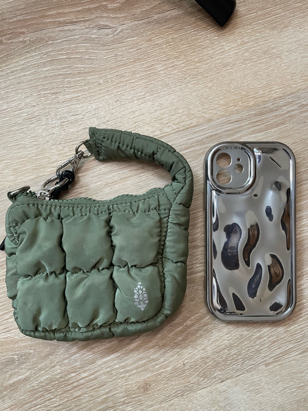 Free People Olive Quilted Mini Puffer Bag
